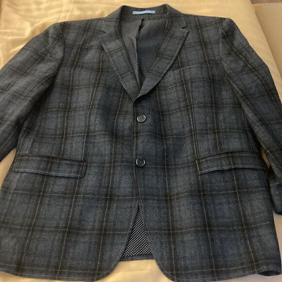 Sand Copenhagen NWOT Mens Wool Jacket in Blue/Black Plaid. Size 56EU. - Picture 1 of 13